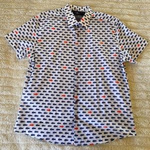 NEW MENS STONE ROSE SHORT SLEEVE BUTTON DOWN- SIZE MENS XL. NEVER WORN.